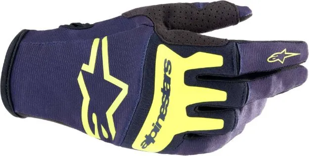 Picture of Alpinestars 2023 Techstar Gloves Night Navy/Yellow Fluo